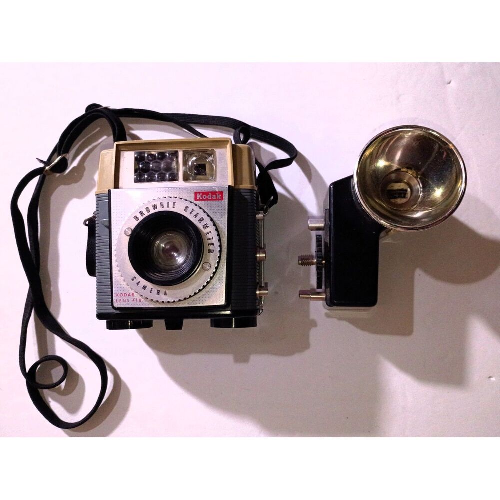 Vintage Kodak Brownie Starmeter (1960–1965) 127-film Camera w Supermite Flash
